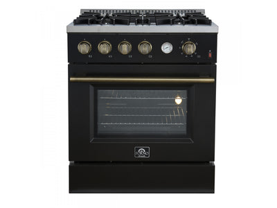 Forno Marco 30" Black Freestanding Gas Range (4.32 Cu. Ft.) - FFSGS6277-30BLK