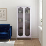 Luna Tall 2-Door Accent Cabinet with Fluted Glass - Lilac