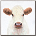White Cow Portrait Wall Art - White - 24 X 24