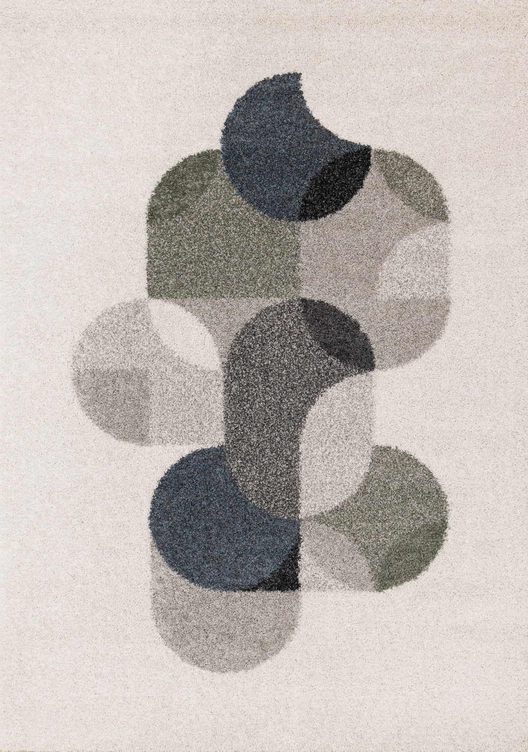 Misha Modern Geometric Area Rug - White Grey - 5' X 8'