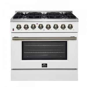 Forno Galiano 36" White Dual Fuel Range (5.36 Cu. Ft.) - FFSGS6156-36WHT
