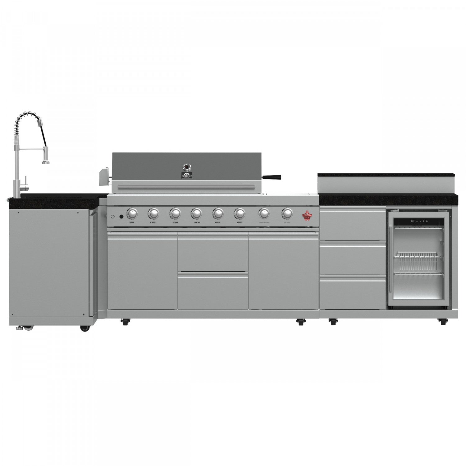 Forno Bulnes Black Countertop Outdoor Kitchen with 40" 84,000 BTU BBQ and Beverage Centre - FODKT2520BLK