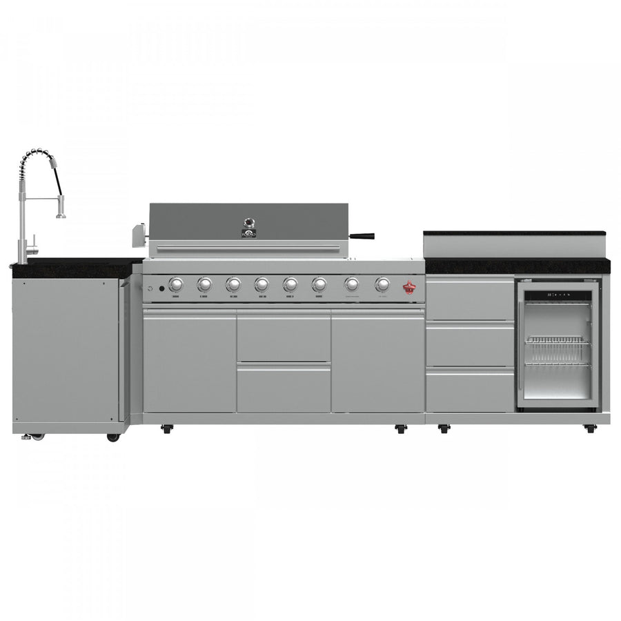 Forno Bulnes Black Countertop Outdoor Kitchen with 40" 84,000 BTU BBQ and Beverage Centre - FODKT2520BLK