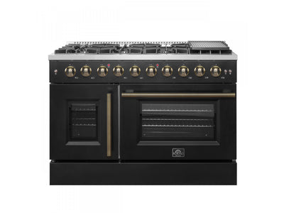 Forno Galiano 48" Black Freestanding Double Oven Gas Range (6.58 Cu. Ft.) - FFSGS6444-48BLK