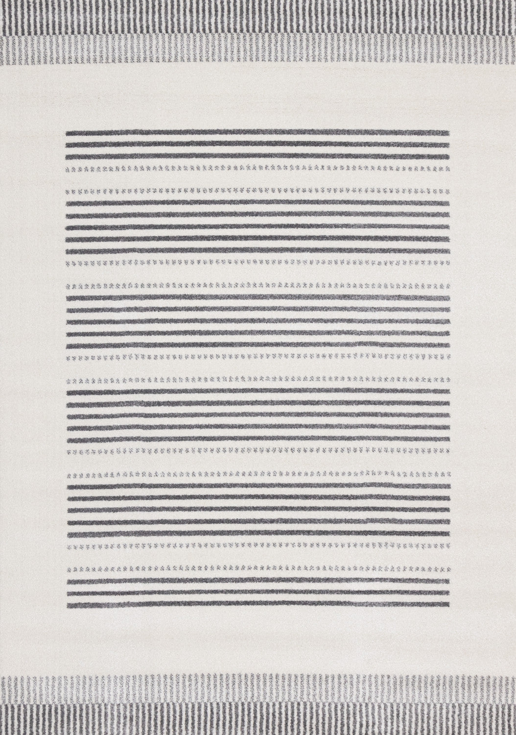 Claremont Sleek Modern Lines Area Rug - White Grey - 7' X 10'