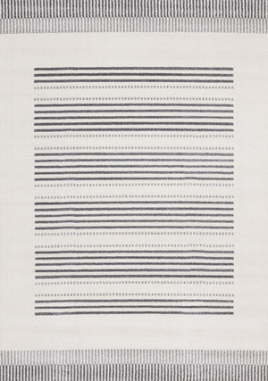 Claremont Sleek Modern Lines Area Rug - White Grey - 7' X 10'