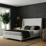 Tess Upholstered Wingback Queen Bed - Ivory Linen
