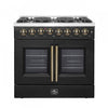 Forno Galiano 36" Black French Door Dual Fuel Range with True Convection (5.36 Cu. Ft.) - FFSGS6356-36BLK