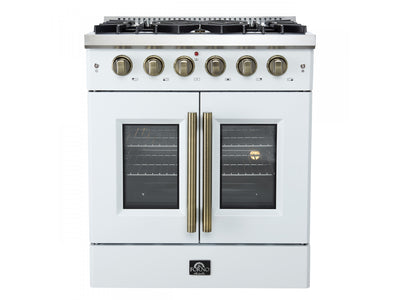 Forno Galiano 30" White French Door Freestanding Gas Range (4.32 Cu. Ft.) - FFSGS6444-30WHT