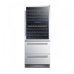 Forno Capraia 30" Stainless Steel 144 Bottle Dual Zone Wine Cooler with Two Beverage Drawers - FWCDR6661-30S