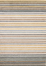 Nora Casual Contemporary Striped Area Rug - Cream Blue Yellow - 5' X 8'