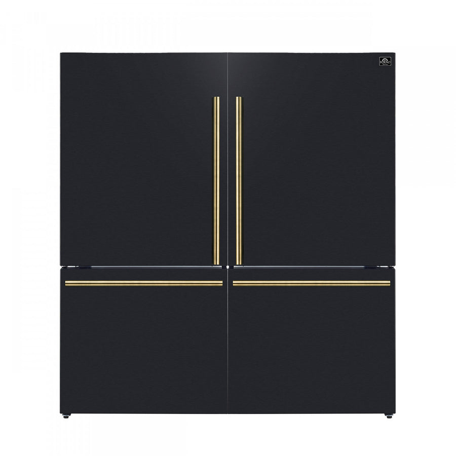 Forno Milano 62" Black 2-piece Freestanding Dual Bottom Freezer Refrigerator (34.4 Cu. Ft.) - FFFFD1787-60BLK