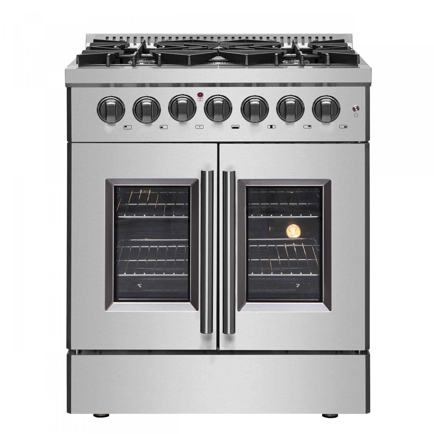 Forno Galiano 30" Stainless Steel French Door Dual Fuel Range with True Convection (4.32 Cu. Ft.) - FFSGS6356-30