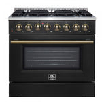 Forno Galiano 36" Black Dual Fuel Range (5.36 Cu. Ft.) - FFSGS6156-36BLK