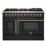 Forno Galiano 48" Black French Door Freestanding Dual Fuel Double Oven Range (6.58 Cu. Ft.) - FFSGS6356-48BLK