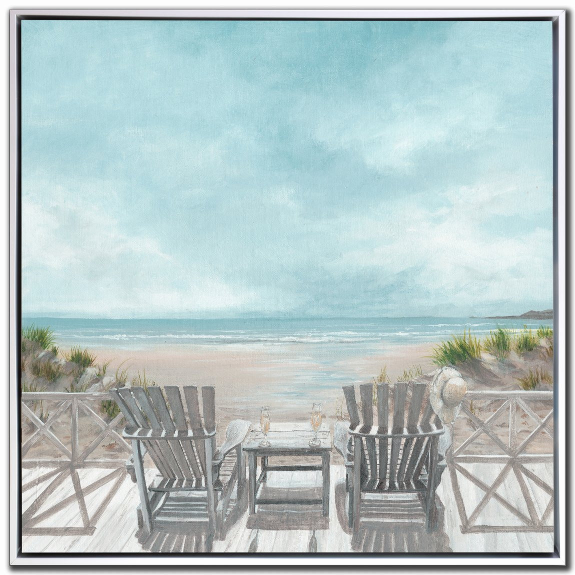 Breezy Retreat Wall Art - Blue/White - 24 X 24