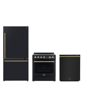 Forno Premium Black Kitchen Package with Range, Bottom Freezer Refrigerator and Dishwasher - FBDL-007-02CA