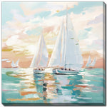 Sailboat Glow II Wall Art - Blue/Orange - 24 X 24