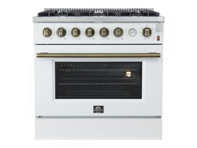 Forno Marco 36" White Freestanding Gas Range (5.36 Cu. Ft.) - FFSGS6277-36WHT