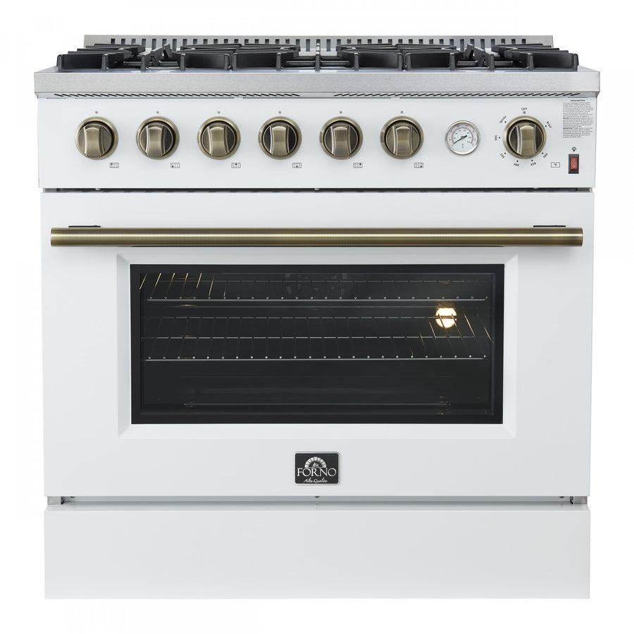 Forno Marco 36" White Freestanding Gas Range (5.36 Cu. Ft.) - FFSGS6277-36WHT