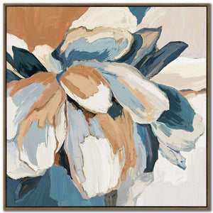 Modern Botanical Wall Art - Blue/Natural - 40 X 40