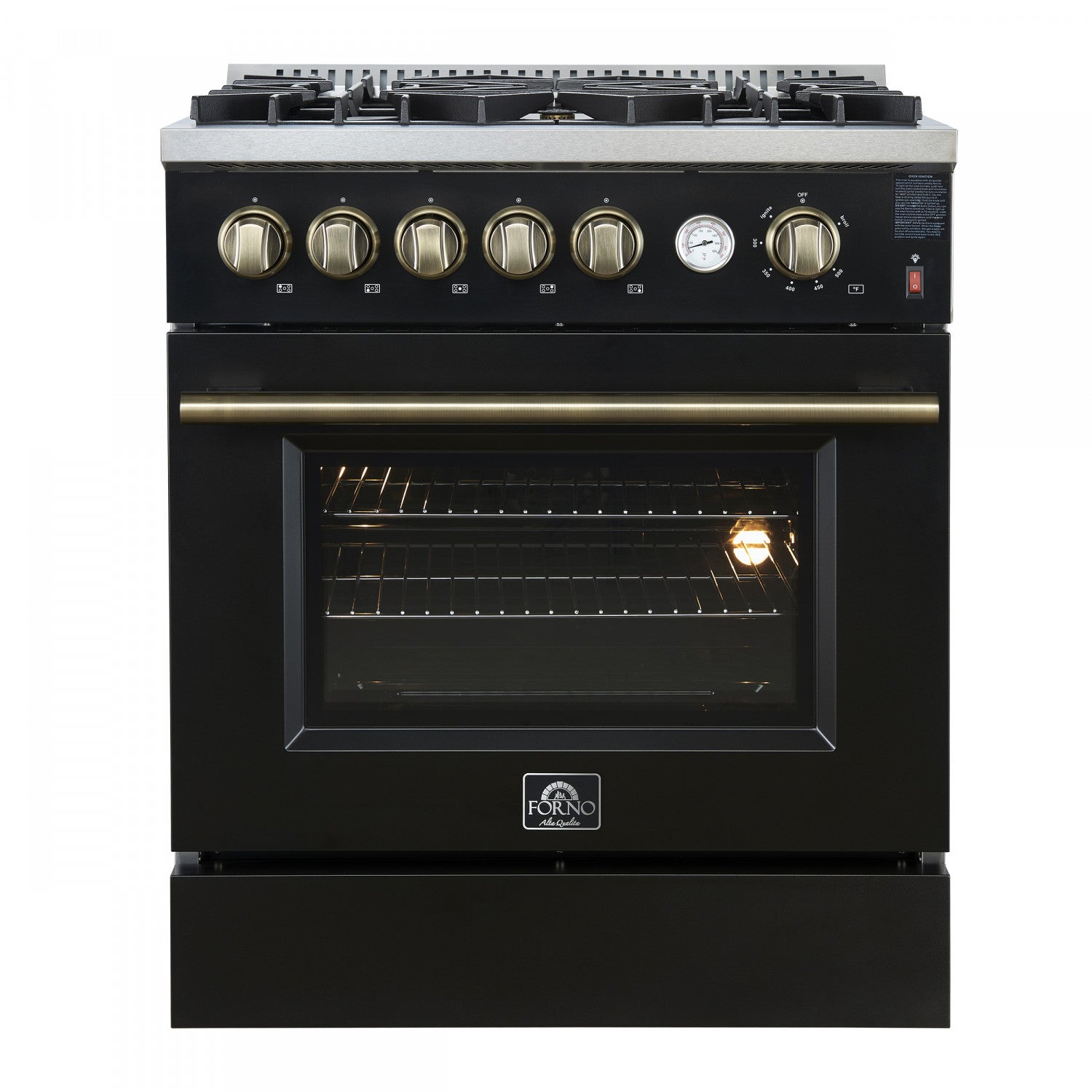 Forno Giovanni 30" Black Freestanding Gas Range (4.32 Cu. Ft.) - FFSGS6274-30BLK