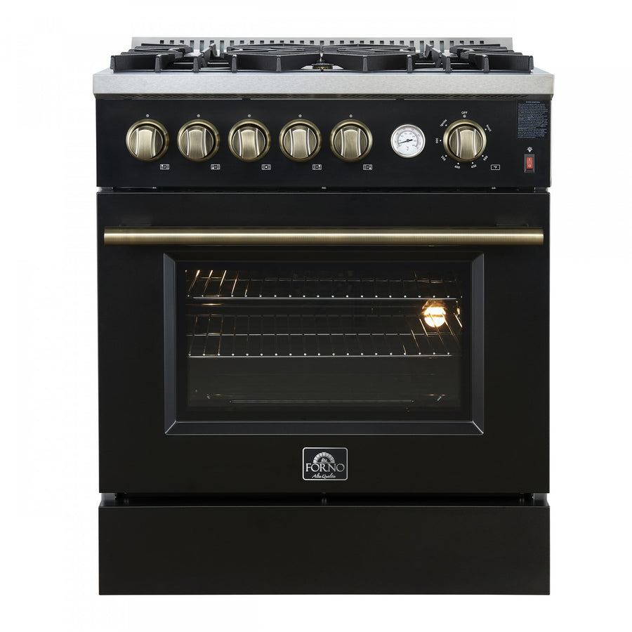 Forno Giovanni 30" Black Freestanding Gas Range (4.32 Cu. Ft.) - FFSGS6274-30BLK