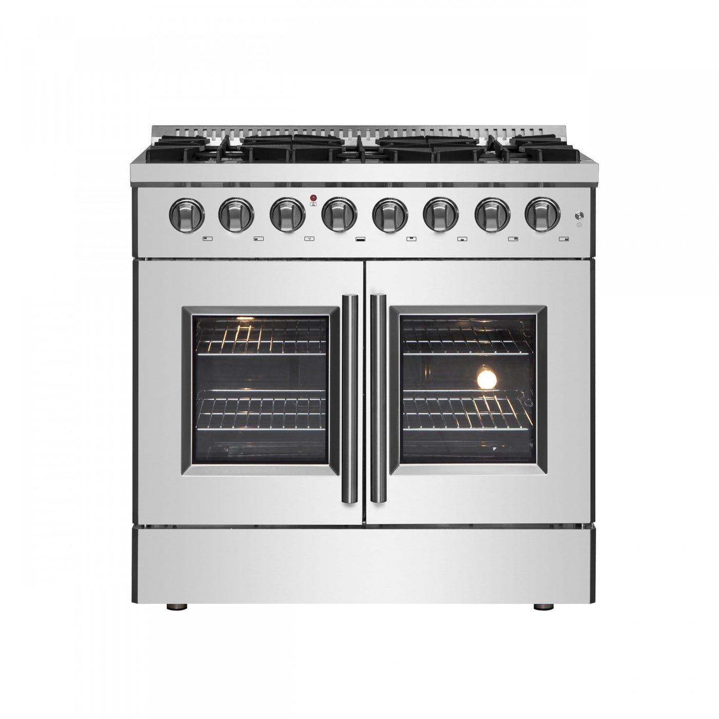 Forno Galiano 36" Stainless Steel French Door Dual Fuel Range with True Convection (5.36 Cu. Ft.) - FFSGS6356-36