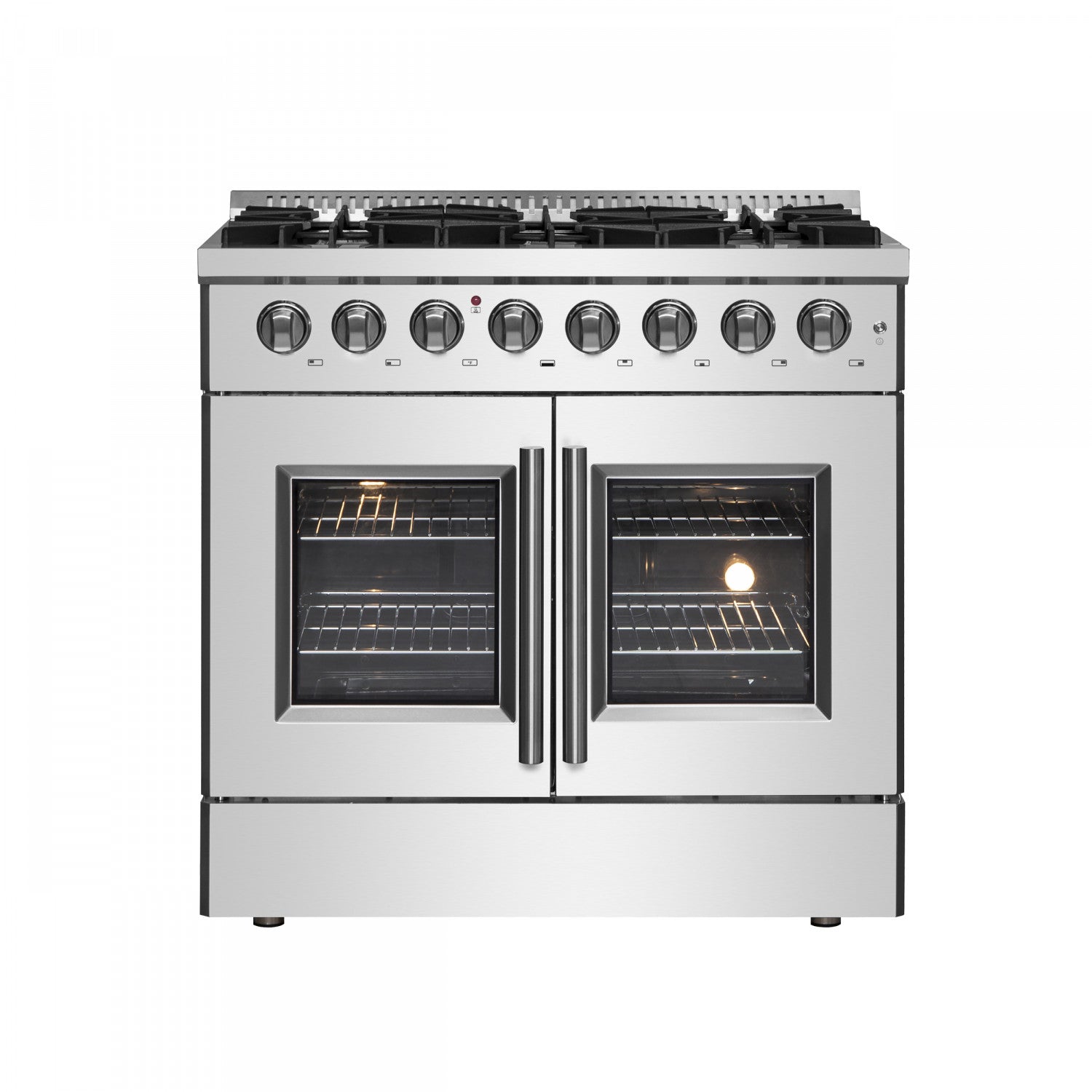 Forno Galiano 36" Stainless Steel French Door Dual Fuel Range with True Convection (5.36 Cu. Ft.) - FFSGS6356-36