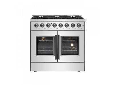 Forno Galiano 36" Stainless Steel French Door Dual Fuel Range with True Convection (5.36 Cu. Ft.) - FFSGS6356-36