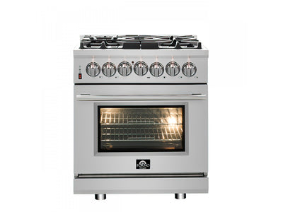 Forno Massimo 30" Stainless Steel Dual Fuel Range With True Convection And Air Fry (4.32 Cu. Ft.) - FFSGS6125-30