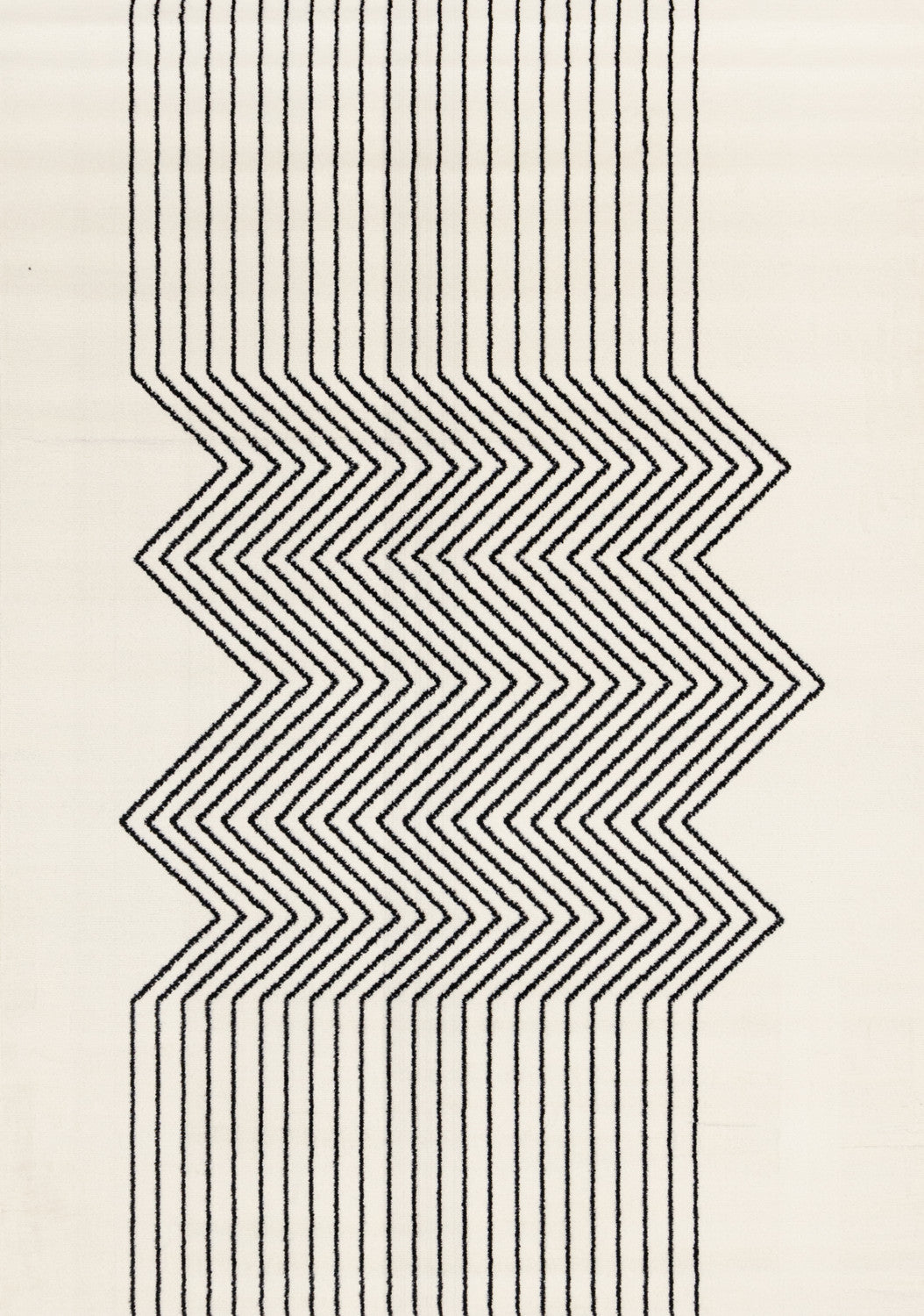 Functional Modern Soundwaves Area Rug - White Black - 5' X 8'