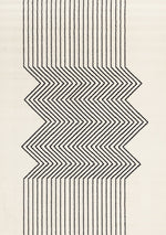 Functional Modern Soundwaves Area Rug - White Black - 5' X 8'