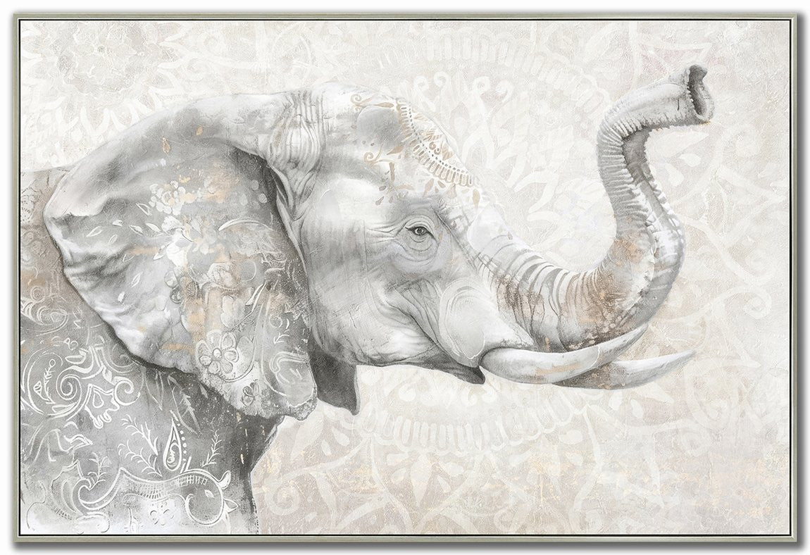 Elephant Reverie Wall Art - Grey/Beige - 32 X 48