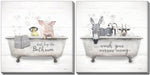 Tub Time Shenanigans Wall Art - Grey/White - 16 X 16 - Set of Two