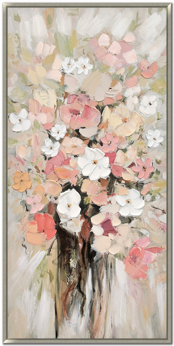 Canvas Bouquet Wall Art - Pink/Natural - 28 x 56