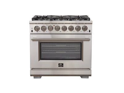 Forno Capriasca 36" Stainless Steel Dual Fuel Range with True Convection (5.36 Cu. Ft.) - FFSGS6187-36