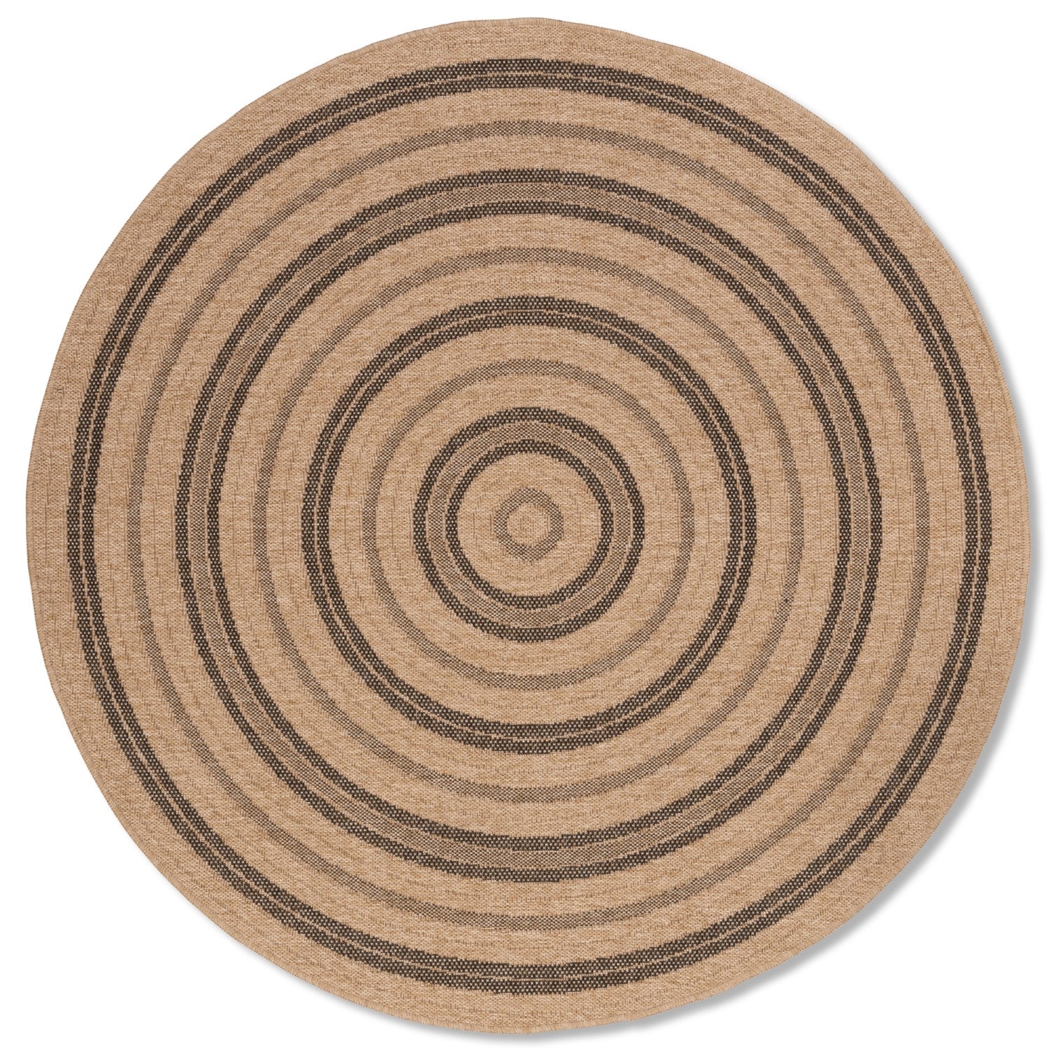Avanos Circles Indoor/Outdoor Rug - 6ft Round - Beige/Black