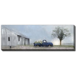Vintage Bloom Truck Wall Art - Blue/Grey - 20 X 60