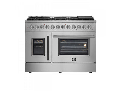 Forno Galiano 48" Stainless Steel Freestanding Dual Fuel Double Oven Range with True Convection (6.58 Cu. Ft.) - FFSGS6356-48