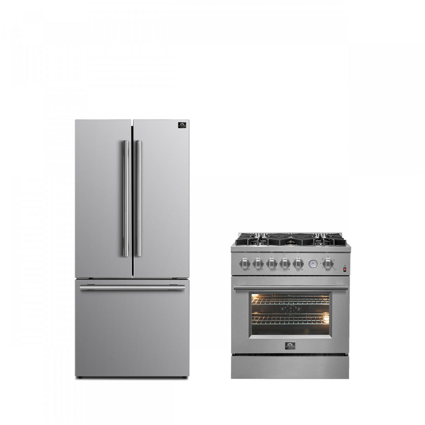 Forno Premium Stainless Steel Kitchen Package with French Door Refrigerator and Gas Range - FBDL-020-01-CAUS