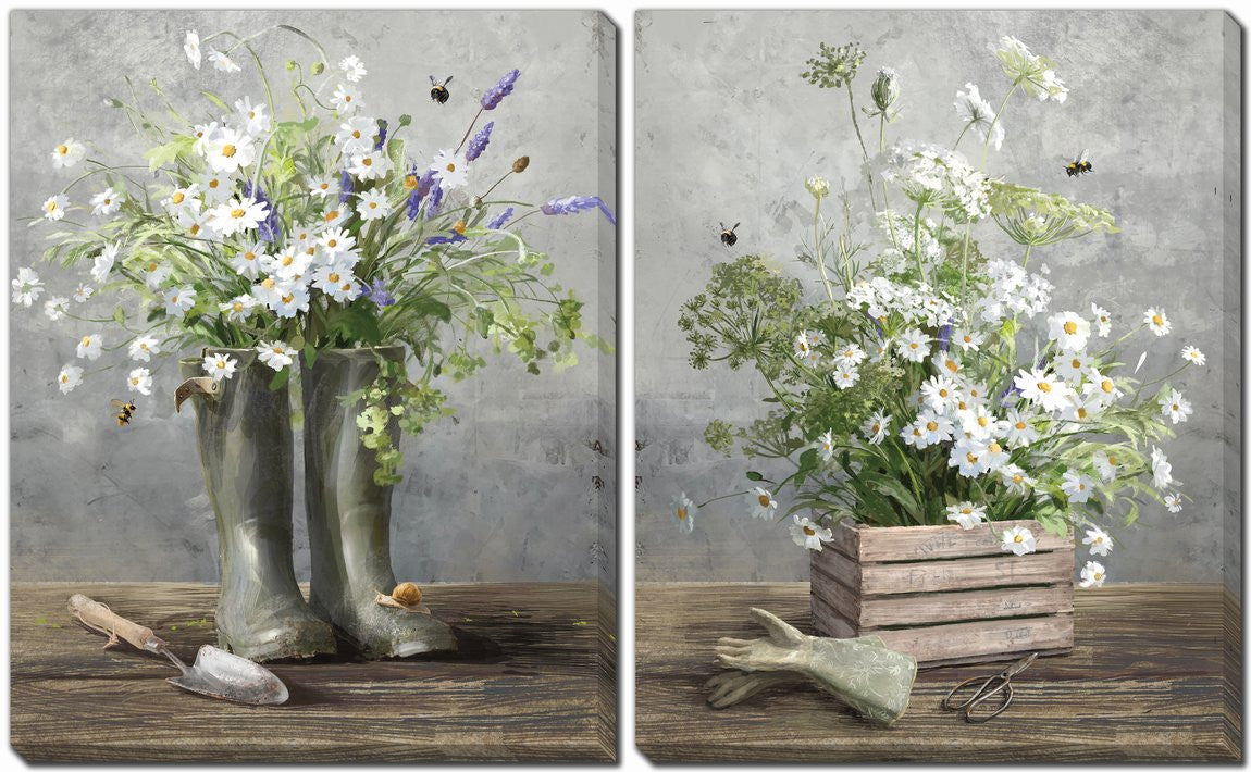 Garden Charmers Wall Art - Grey/Green - 16 X 20 - Set of Two