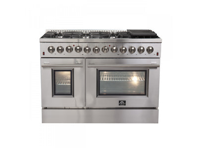 Forno Galiano 48" Stainless Steel Freestanding Dual Fuel Double Oven Range with True Convection (6.58 Cu. Ft.) - FFSGS6156-48