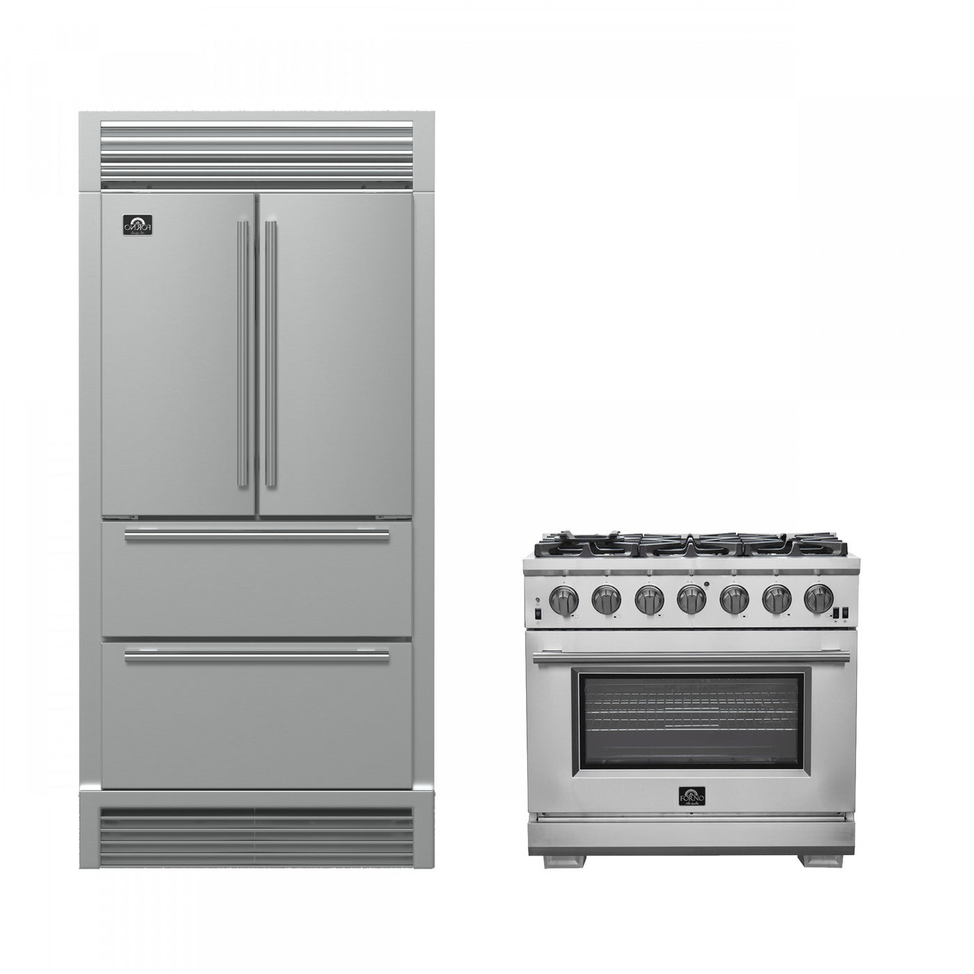 Forno Premium Stainless Steel Kitchen Package with 48" Range and French Door Refrigerator - FBDL-019-03CAUS