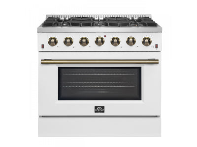Forno Galiano 36" White French Door Freestanding Gas Range (5.36 Cu. Ft.) - FFSGS6244-36WHT