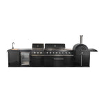 Forno All'Aperto Black Countertop Outdoor Kitchen with 86,600 BTU BBQ, 24" Plancha and 18" Pizza Oven - FODKT2568BLK