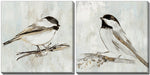 Chickadee Companions Wall Art - White/Grey - 16 X 16 - Set of Two