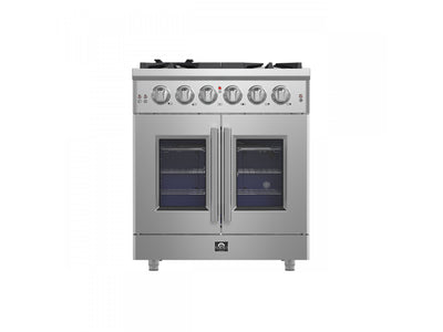 Forno Massimo 30" Stainless Steel French Door Freestanding Gas Range (4.32 Cu. Ft.) - FFSGS6439-30
