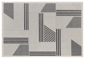 Assia Modern Outdoor Rug - 4' x 6' - Grey/Black