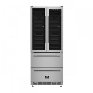 Forno Campania 32" Stainless Steel 120 Bottle Dual Wine Cooler with Two Beverage Drawers (17.7 Cu. Ft.) - FWCDR6635-32S